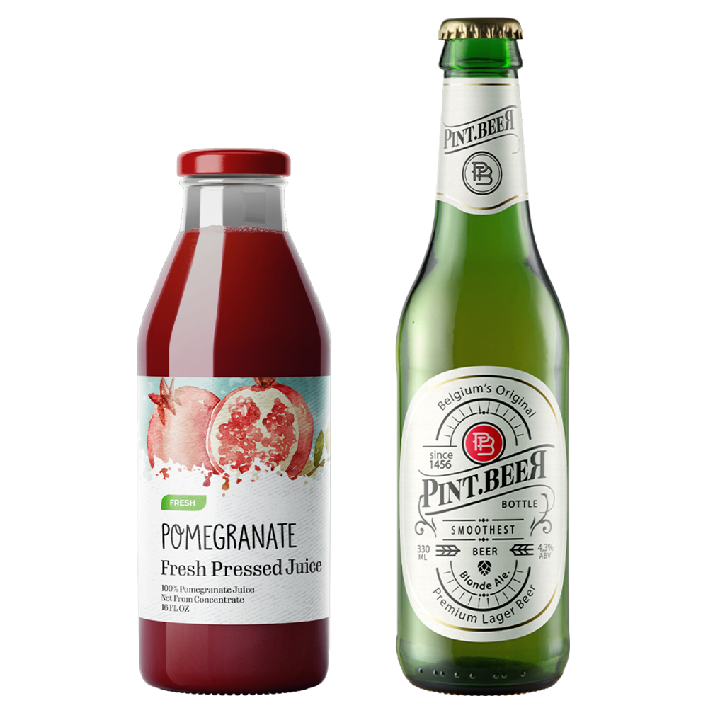 Custom glass beer and cold-pressed juice beverage labels