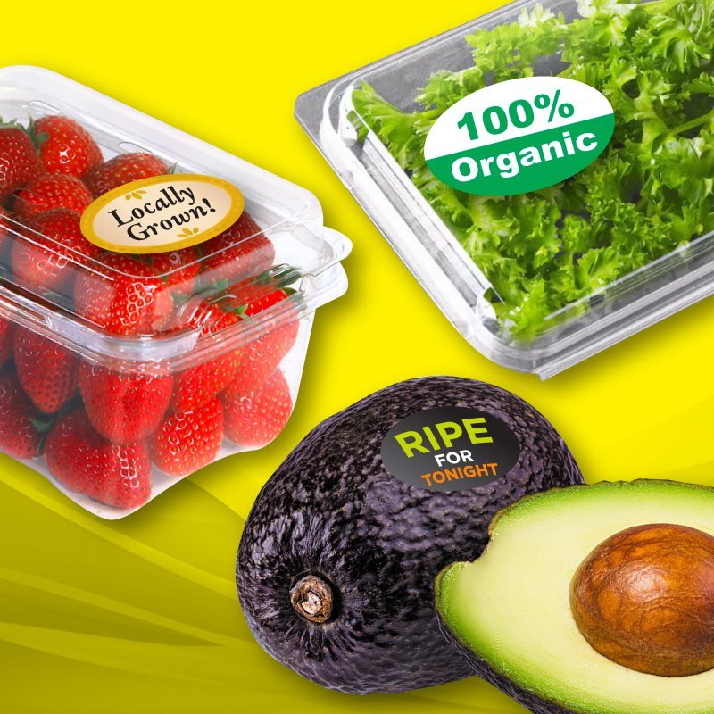 FDA food contact compliant fruit stickers